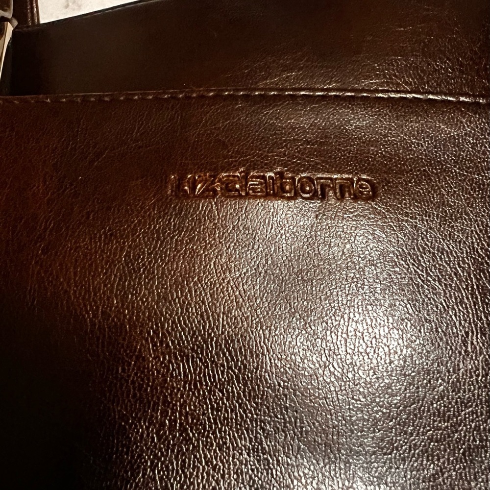 Vintage Dark Brown Faux Leather Liz Claiborne Shoulder Bag New with Tags NOS 90s - Picture 2 of 7